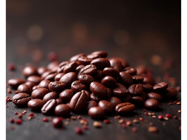 Colombian Geisha coffee beans, showing delicate, elongated shapes.
