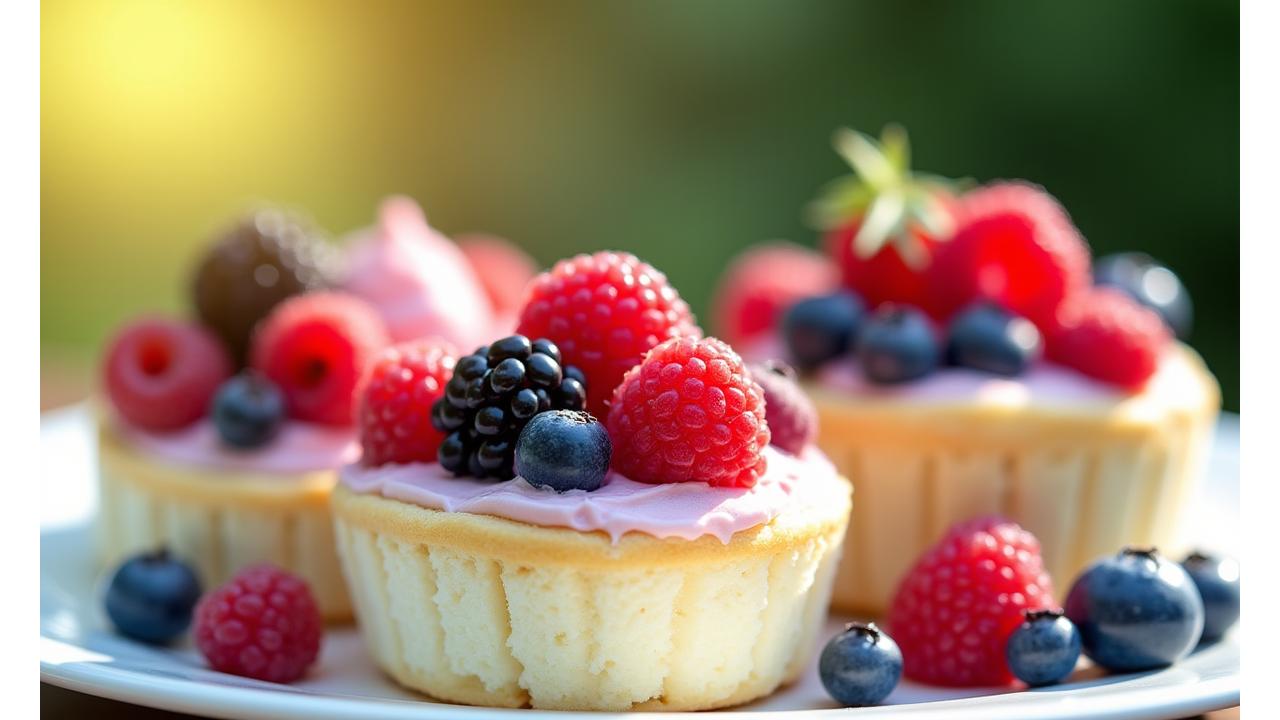 Light and airy pastries adorned with fresh summer berries and cream