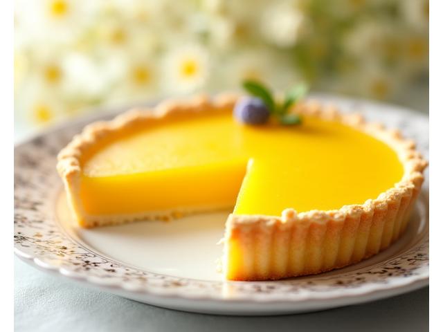 Elegant lemon tart with a delicate crust and vibrant yellow filling