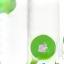 Cartoon friendly pea milk carton icon.